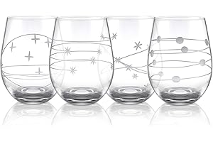 Joeyan 520ml gravés verres à vin rouge sans pied,lot de 4,tasses à vin blanc avec gravure ciel étoilé,verres à cocktail bière,verre en cristal sans plomb, passent au lave-vaisselle, cadeau amusant