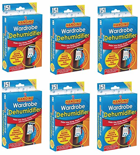 6 x Hanging Wardrobe Dehumidifier Helps Stop Moisture Remover Damp Interior Bag Wilsons Direct