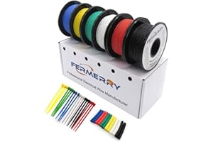 Fermerry 30 Gauge Coiled Electric Wire 0.05mm² Hook-up Wire 6 Farben je 30m 100 Fuß pro Silikonlitze 30 AWG Flexibles Kabel Verzinntes Kupferdraht-Kit