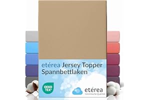 ETÉREA HIMMLISCHE QUALITÄT etérea Jersey Topper Spannbettlaken 180x200-200x200 cm Taupe für 5-10 cm Steghöhe 100% Baumwolle - Oekotex Spannbetttuch Matratzen Bett Bezug - Bettlaken 180x200cm - 200x200cm Braun