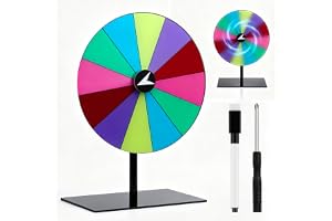 Muzhu lyckohjul för vridning, 20 cm, lyckohjul för egen design med 12 fack | Stabil gluckhjul gluckhjul färg roterande hjul lyckohjul med stativ och markörer för roulette spel festspel festival spel