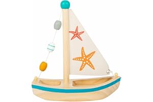Talking Turtle Wooden Bath & Beach Toy Boat – Floating Sailboat with Real Fabric Sail | Eco Bath Toy for Children Aged 3+, Perfect for Water Play & Imaginative Fun