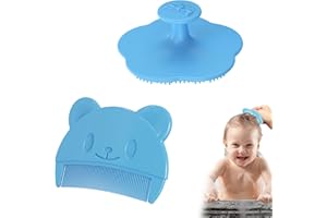 VCSJW 2 Stück Milchschorf Baby Entfernen,Milchschorf Kamm,Blau Schorfkamm Baby Bürste Silikon Kopfgneis Entfernen Baby Kamm Plastik Babybürste für Baby Geeignet für Neugeborene Baby