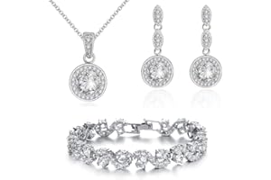 Crystalline Azuria Gioielleria Parures per Donne Nozze Sposa Gioielleria Parure Con Collana e Orecchino Zirconia Damigella D'onore Gioielleria