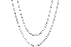 ChainsHouse Chaine Homme Acier Inoxydable Collier Maille Figaro Punk Femme[Longueur 36/46/51/55/61/66/71/76 cm-Largeur 4/6/9/13 mm] Ras de Cou Gros Epais Petit Rock[Argenté/Or/Noir] Bijoux Cadeau Ami