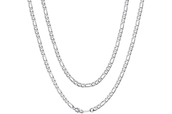 ChainsHouse Chaine Homme Figaro 1+3 Collier Homme Acier Inoxydable Maille Punk Femme Ras de Cou Petit Rock, 4/6/9/13mm Largeur,36-76cm Longeur, Argenté/Doré/Noir Chaîne Bijoux Cadeau Ami