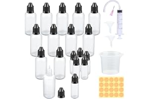 Nenull 24 butelki na płyny, 50 ml x 12, 6 x 10 ml, puste butelki z tworzywa sztucznego, z pokrywką zabezpieczającą przed dziećmi, gratis lejek, miarka, pipeta transferowa