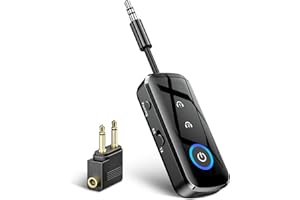 SONRU Bluetooth 5.3 Sender-Empfänger Klinke, 2-in-1 Bluetooth Adapter Flugzeug Bluetooth Splitter mit 3,5-mm-Klinke, Verbindet 2 Kopfhörer, für TV, Flugzeug, Stereoanlage, für, Auto