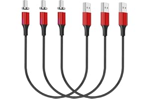 NetDot Gen10 USB-C nylonowy pleciony magnetyczny kabel do szybkiego ładowania z boczną diodą LED kompatybilny z urządzeniem typu c (0,3 m/3 opakowania czerwony)