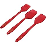 Clazkit Premium Silicone Non-Stick Spatula and Brush with Scraper for Cooking, Baking and Mixing with Stainless Steel Core, 3