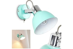 hofstein Applique murale Borik en métal, turquoise, Spot d'ambiance, projecteur orientable, E14, spot mural au design rétro/vintage avec interrupteur on/off sur la base, ampoule(s) non incluse(s)