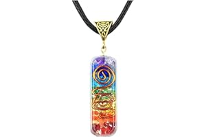 P&R:UK Rainbow Crystal Orgonite Necklace for Chakra Healing – Protective Orgone Pendant to Balance 7 Chakras, Enhance Meditation & Yoga Practice – Stress Relief Jewelry