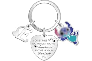 Tibond Inspirational Letter Keychain Keyring Sometimes You Forget You're Awesome for Women, Charm Initial Alphabet Keyring Personalised Gifts for Girls Boys Birthday Christmas Graduation Gifts