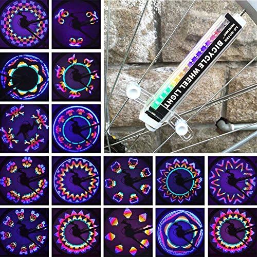 Antfire Bicycle Bike Rim Lights, 16 LED Colorful Waterproof Bicyle Spoke Light with 42 Pattern Waterproof Light,Cycling Bike Tire Wheel Light for Outdoor Riding