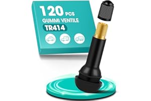 ACIELANNA 120 Pièces TR414 Valve Pneu Voiture, Valve Tubeless Pneu, Caoutchouc Snap-in Jantes pour la Plupart des Voitures, Motos