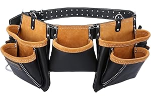 11-Taschen-Multi-Storage-Organizer Lederwerkzeuggürtel, Werkzeughalter-Schürze für Männer/Frauen, Hammer-Schlaufe, robuste Tasche für Bauarbeiter, Zimmerleute, TM-063LP, TOUGH MASTER