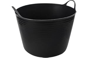 AGP ADVANCED GLOBAL PRODUCTIONS Builders Basket Tool Trug Flexible Flexi Box Garden Bucket Large Plastic Storage (ONE 42L BLACK PLASTIC TRUG)
