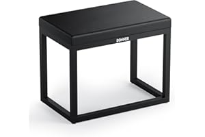 Donner Piano Bench, Home Style Corrosion Resistant Keyboard Stool, Modern Minimalist Design Metal Piano Seat with Thick Padding, Black Piano Chair with Cushion, DKB-200