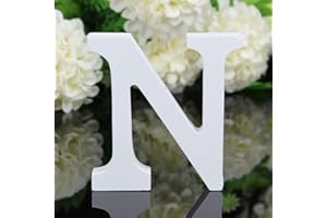 Decorativo Legno Lettere, Appeso Parete 26 Lettere Legno Alfabeto Parete Lettera per Camera Matrimonio Compleanno Partito Casa Decor, Gspirit (N)