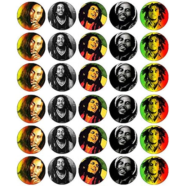 Lot De 30 Decorations Comestibles En Papier Gaufrette Pour Gateaux D Anniversaire Bob Marley Reggae Amazon Fr Epicerie