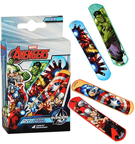 Preisvergleich Produktbild 20 tlg. Pflasterset - " Avengers Assemble " - wasserfeste Pflaster - bunt Kinderpflaster - Initiative / Captain America - Iron Man - Thor / First - Aktion Held - für Kinder und Erwachsene / Trostpflaster - Mädchen Jungen - Helden