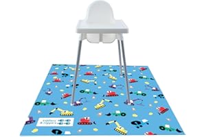 Tiddlers & Nippers Large 130cm x 130cm Reusable Splash Splat Mat | Waterproof, Machine Washable, Anti-Slip | Meal Times Under High Chair, Picnics, Crafts, Play Mat, Table Cloth (Diggers & Lorries)