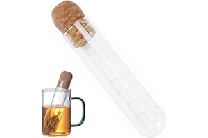DIAONIAN 1 Pieza Filtro Te,Colador Te,Infusor de Té Tubo,Colador de Té de Vidrio,Infusionador,con Corcho,para Teteras,Tazas,Té a Granel,Especias,Medicina Herbal,Altura 15.5cm,Ø 3cm