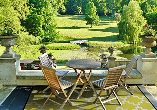 Green Decore 180 x 270 cm „Solitude“ Wendbarer Öko-Teppich aus recyceltem Kunststoff (Plastik) für Innen und Außen / Federleicht – Sellerie-Grün / Weiß - 3