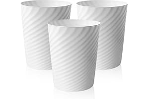 Lighterday 3 bidoni della spazzatura, in plastica, per ufficio, senza coperchio, per cucina, cameretta dei bambini, camera da letto, soggiorno (bianco)