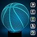 Produktbild 3D Illusion Lampe Basketball LED Nachtlicht, USB-Stromversorgung 7 Farben Blinken Berührungsschalter Schlafzimmer Schreibtischlampe für Kinder Weihnachts geschenk