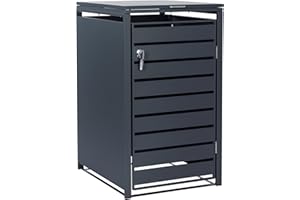 Zelsius Mülltonnenbox 1er Mülltonne | (B) 68 x (T) 80 x (H) 117 cm | Anthrazit RAL 7016 | inkl. Erweiterungsmöglichkeit | Mülltonnenverkleidung, 1 Tonne, Müllhaus, Aufbewahrungsbox