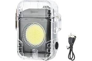 BILIVRY Type-C Feuerzeug Tragbare Taschenlampe, Elektrische Wiederaufladbare Feuerzeuge mit Wasserdichter Taschenlampe Licht, für Camping, Bergsteigen und Outdoor-Aktivitäten (Schwarz)