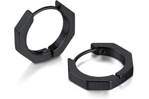 FOCALOOK Orecchini Uomo Cerchio in Acciaio Inossidabile, Orecchini Acciaio Chirurgico Argento/Nero/Oro, Orecchino Uomo Pendenti Tondi Punk HipHop Confezione Regalo