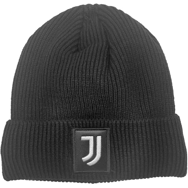 Cappello Invernale Juventus Con Patch In Pelle E Jacquard - Berretto Ufficiale Per Tifosi Bianconeri