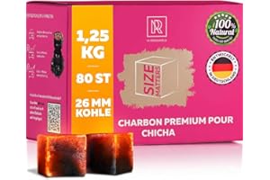M. ROSENFELD Lot de 80 cubes de charbon bio - 1,25 kg - 26 mm - Sans additifs chimiques - Pour narguilé et barbecue