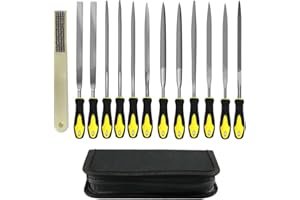 VONLUX Feilenset 13pcs - Mini Feilen Set für Metall und Holz, Werkstattfeile Nadelfeilen Set mit Tragetasche und Bürste inkl Rundfeile Halbrundfeile Dreikantfeile Flachstumpffeile