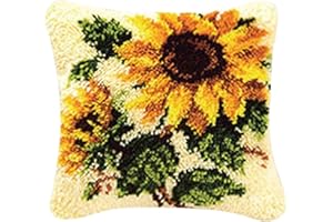 FANKXIUXI Knüpfkissen-Set mit Kissenbezug, Kissenbezug, Sonnenblumen-Überwurf, Kissenbezug mit farbigem Muster, bedruckt, Häkelarbeiten, Basteln für Erwachsene und Kinder