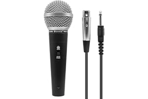 QiCheng&LYS Microphone Vocal Dynamique, Microphone à Main unidirectionnel Professionnel pour la scène, Le karaoké L'enregistrement de Chants 5 m XLR (M-58)