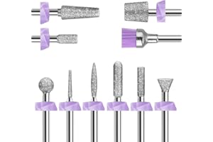 Depvko Set di 10 punte fresa unghie diamantate, 3/32 pollici per trapani per unghie, set di punte per cuticole per unghie, strumento di rimozione acrilico, set per manicure per vernice, salone a casa
