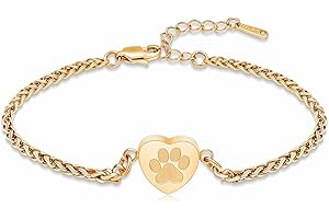 VCCWYQK Pulsera de urna de corazón para mascotas, cenizas, estampado de papa, brazalete para perro, gato, ceniza, acero inoxidable, conmemorativo Keepsake Cremación, joyas