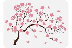 FINGERINSPIRE Cherry Blossom Tree Stencil 29.7x21cm Large Flower Cherry Painting Stencils Plastic Reusable Tree Branches Cherry Floral Stencils Drawing Template for Home Wall Furniture Windows Decor