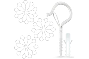 CARVE IDEAS 30 Pièces Crochets À Vis Blanc, Muraux Intérieur Extérieur, Verrouillage, Crochets De Plafond, Pour Nichoirs, Carillons Éoliens, Lumières
