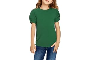 Arshiner Niña Camiseta Manga Abullonada Niños Cuello Redondo Manga Corta Color Sólido T-Shirt Elegante Moda Shirt para Niña 4-13 Años