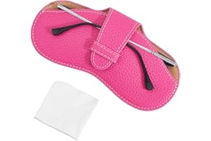 CREATCABIN Slim Glasses Case Portable Leather Sunglasses Case Soft Lightweight Eyeglass Spectacle Cases Pouch Bag Travel Protective Cover Gift for Women Men Holiday Vacation 6.9x3.4 Inch Camellia