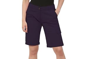 NOROZE Women's Stretch Cargo Shorts - Ladies Turned Hem Bengaline Casual Everyday Combat Pants Chino Capri Regular Fit Above The Knee Bermuda Summer Crops