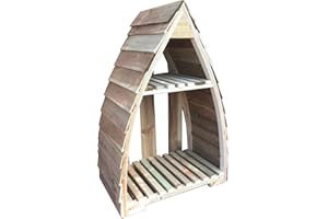 TUSINA Boat/Arched Shaped Wood/Log/Garden Store with shelf - Delivered Fully Assembled