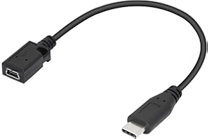 CERRXIAN Typ C USB-C Verlängerungskabel / Adapter, USB 2.0 Mini-Buchse auf USB-C-Stecker (Typ C), zum Synchronisieren und Aufladen, Kabellänge 25,4 cm