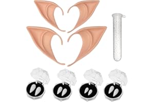 KARJIAJA Vampire Fangs Kit - Latex Elf Ears & Vampire Teeth for Adult Cosplay & Halloween Party