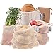 Produktbild GOECO Wiederverwendbare Obstbeutel und Gemüsebeutel - 4er Set Obstnetz Gemüsenetz Inkl. Brotbeutel | Einkaufsnetz aus Bio-Baumwolle mit Gewichtsangabe (Tara) als nachhaltige Produkte