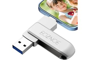 EOZNOE Clé USB 128 Go pour iPhone, 3 en 1 Mémoire Stockage Externe No APP pour enregistrer des Photos et des vidéos,Clef USB Compatible avec iPhone/iPad/Android/PC/Mac…